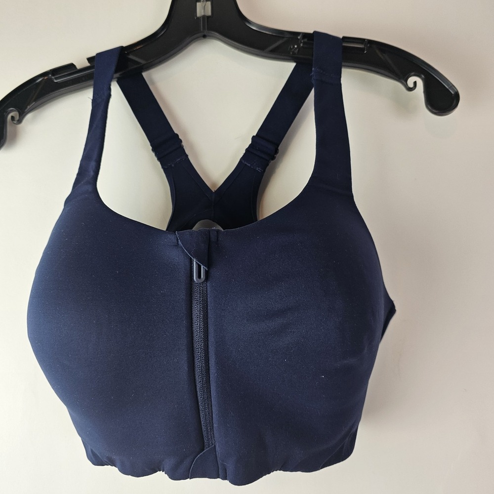 Soma High Impact Sports Bra 36C Navy Blue Zipper Front Active Workout Yoga Run